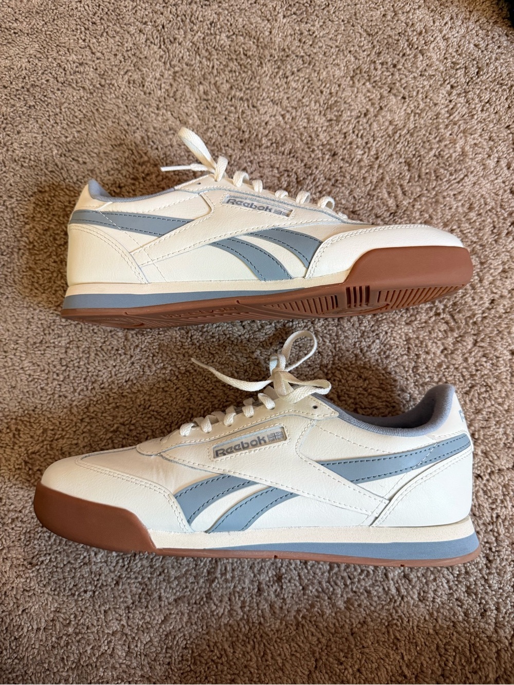Reebok Women’s Classic White & Light Blue Leather Sneakers